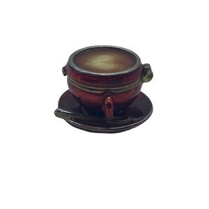 Monet Coffee Cup With Sugar Cane Trinket Box Red Enamel